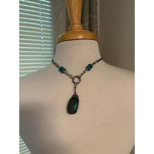 Vintage Turquoise & Sterling Silver Beaded Necklace Southwest Statement Piece